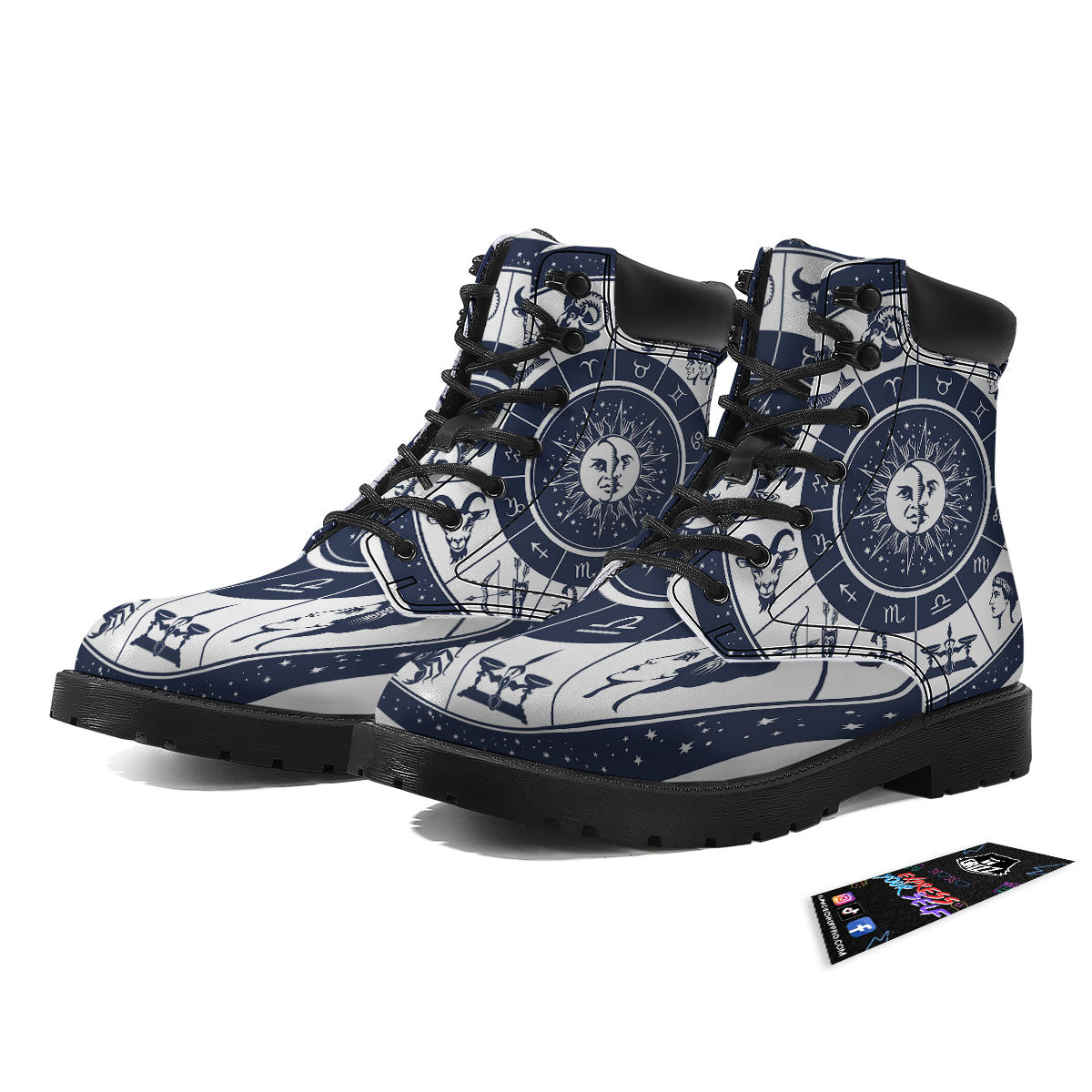 Wheel Zodiac Signs Print Boots-grizzshop