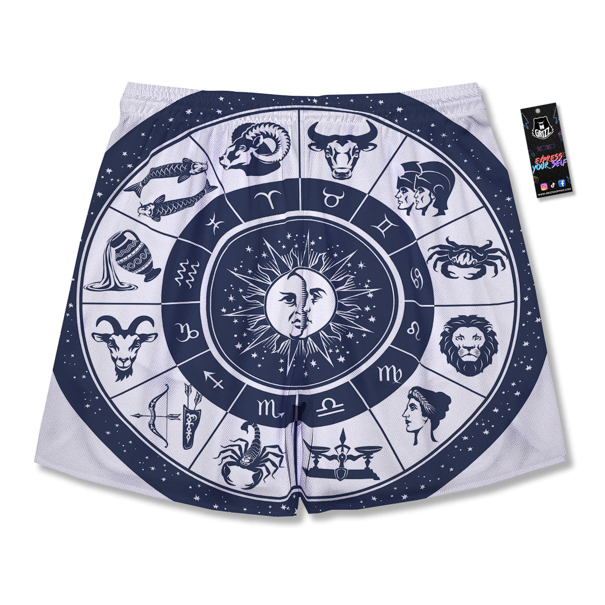 Wheel Zodiac Signs Print Men's Running Shorts-grizzshop