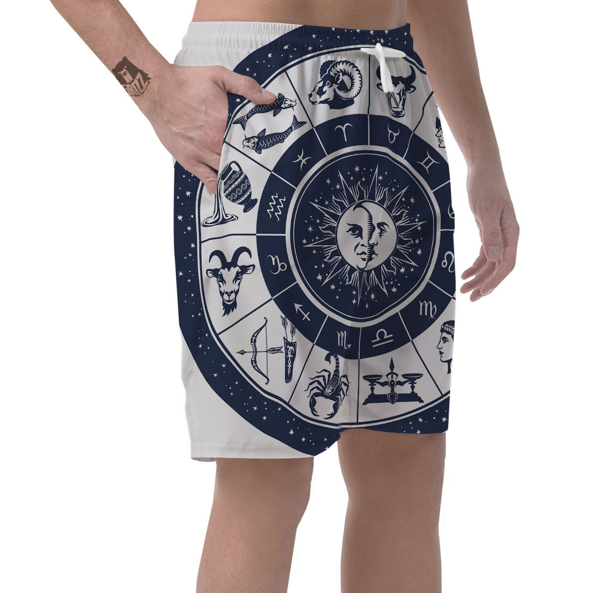 Wheel Zodiac Signs Print Men's Shorts-grizzshop