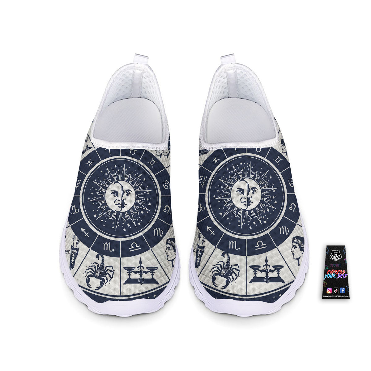Wheel Zodiac Signs Print Nurse Shoes-grizzshop