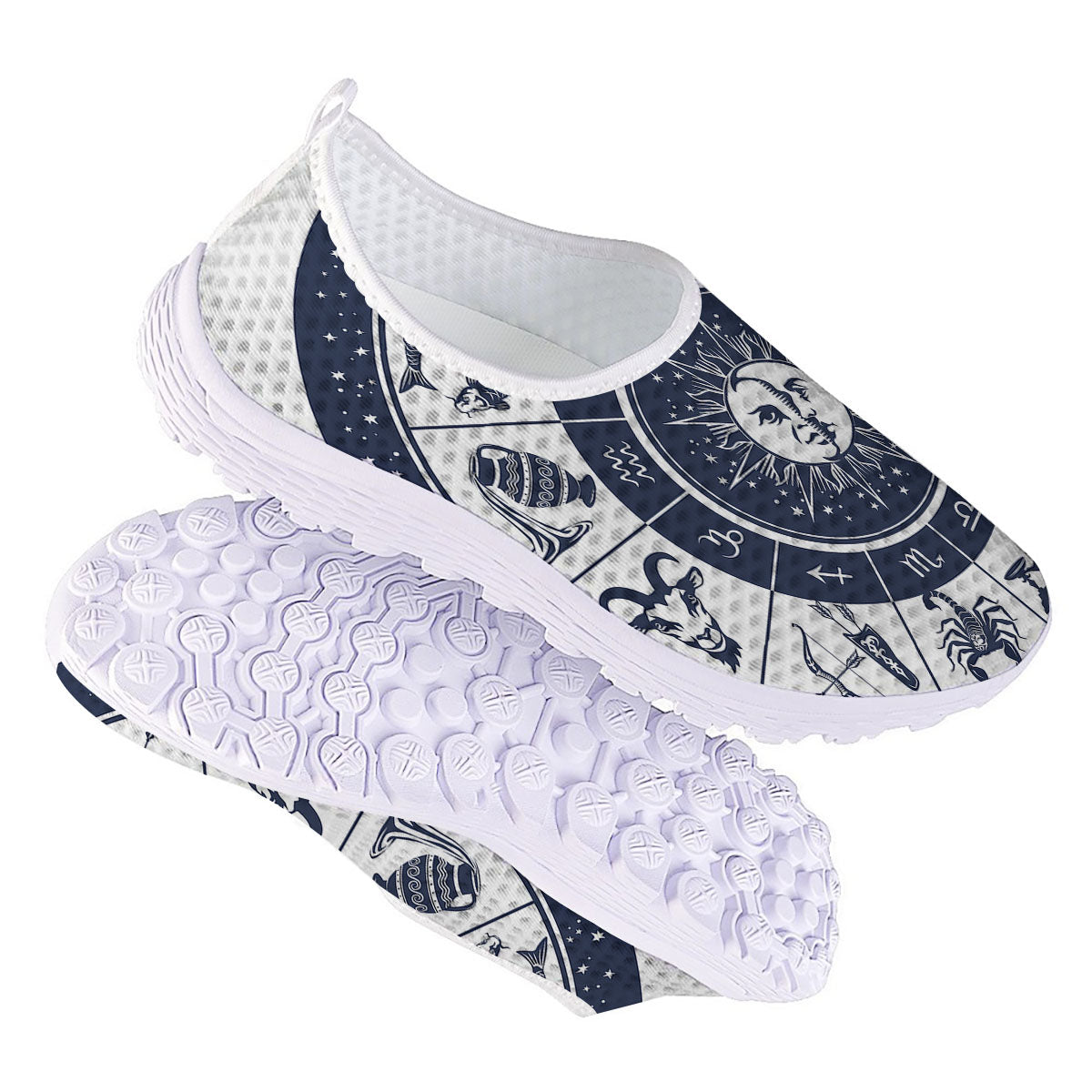Wheel Zodiac Signs Print Nurse Shoes-grizzshop