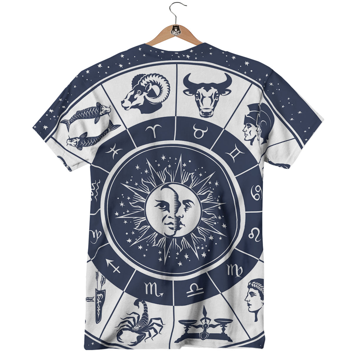 Wheel Zodiac Signs Print T-Shirt-grizzshop