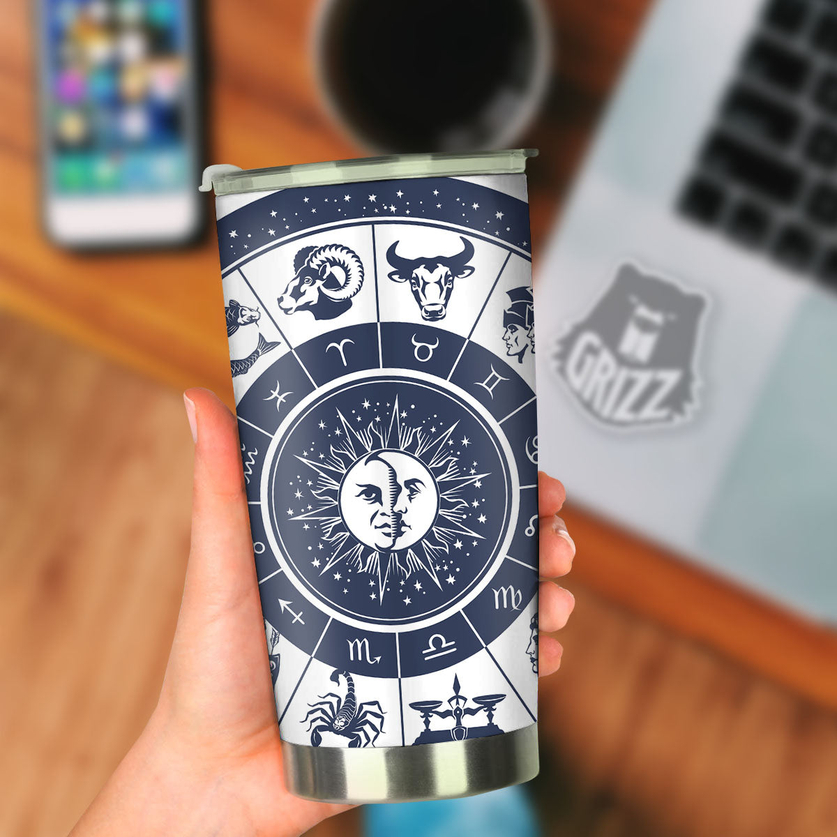 Wheel Zodiac Signs Print Tumbler-grizzshop