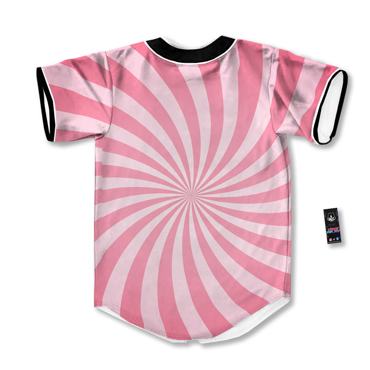 Whirlpool Spiral Pink Print Baseball Jersey-grizzshop