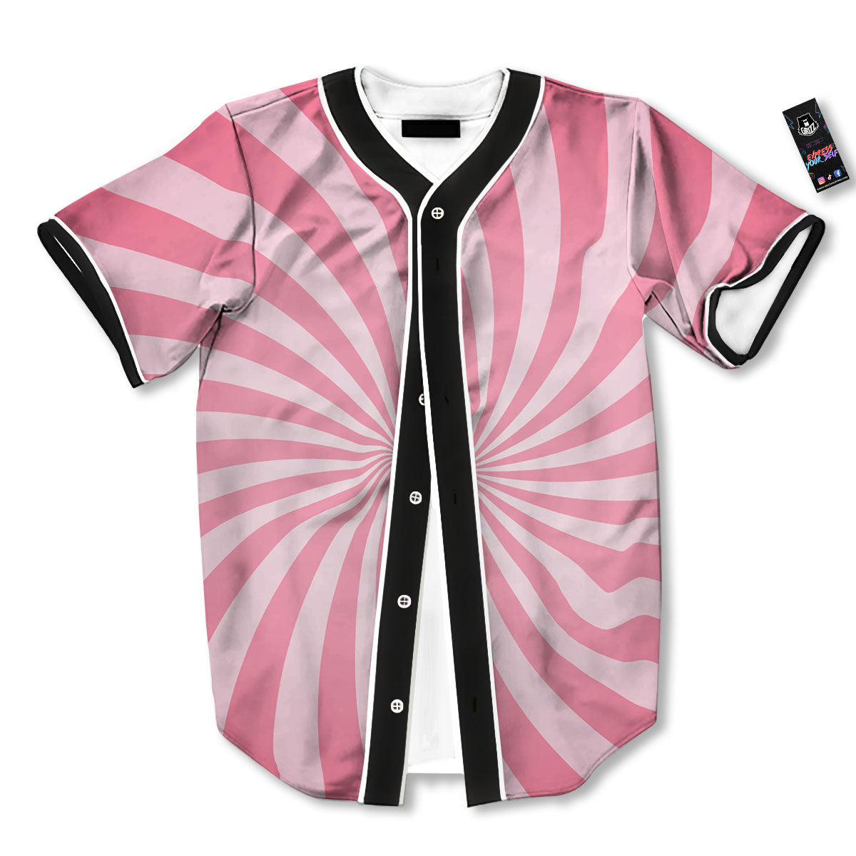 Whirlpool Spiral Pink Print Baseball Jersey-grizzshop