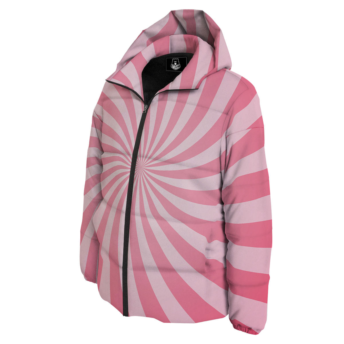 Whirlpool Spiral Pink Print Down Jacket-grizzshop