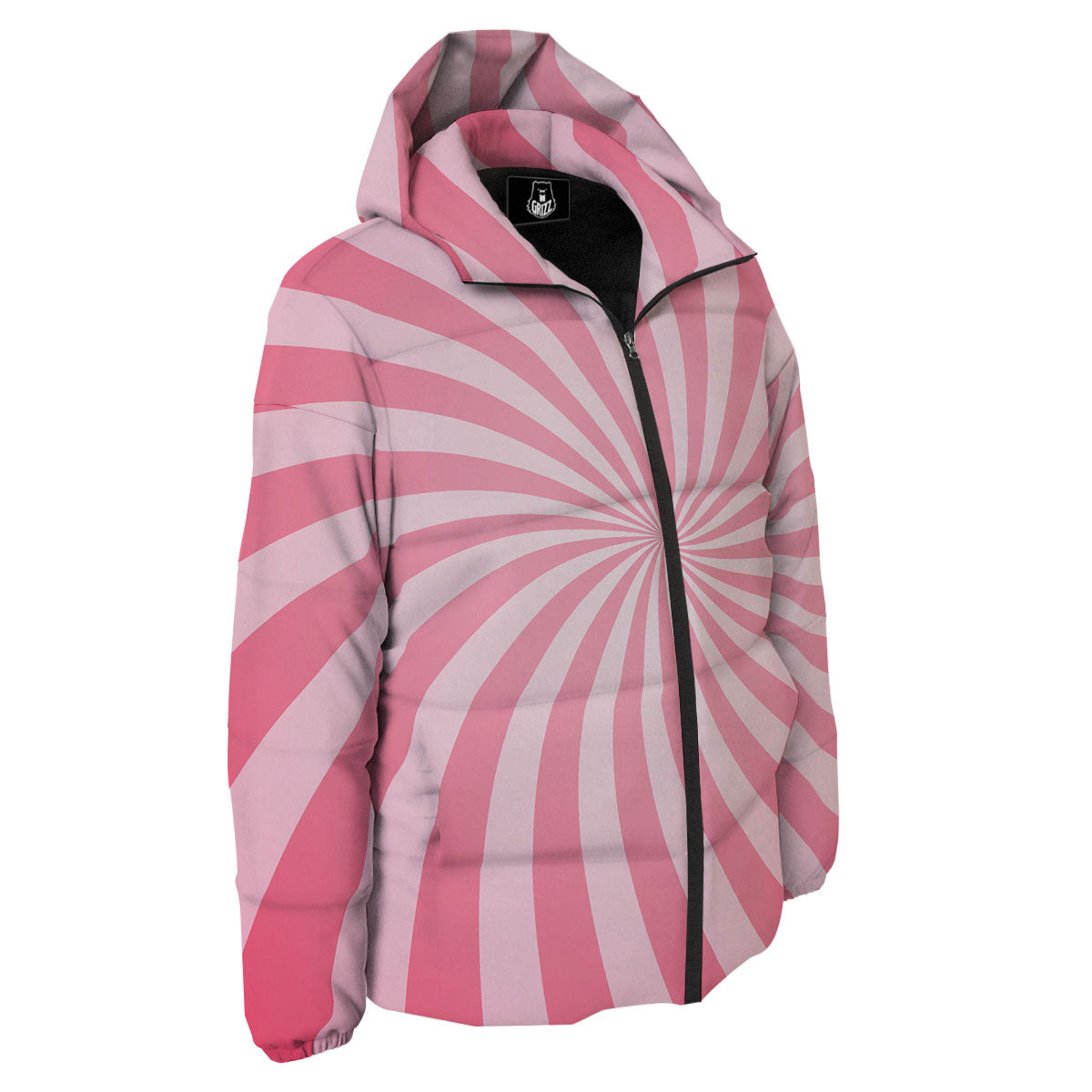Whirlpool Spiral Pink Print Down Jacket-grizzshop