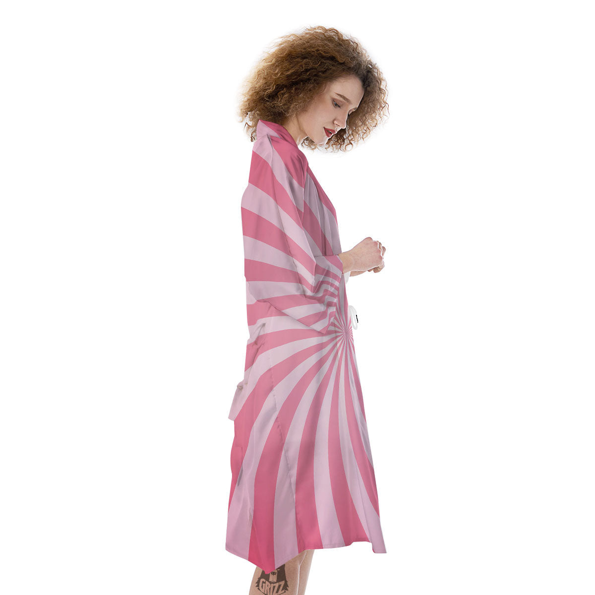 Whirlpool Spiral Pink Print Kimono-grizzshop