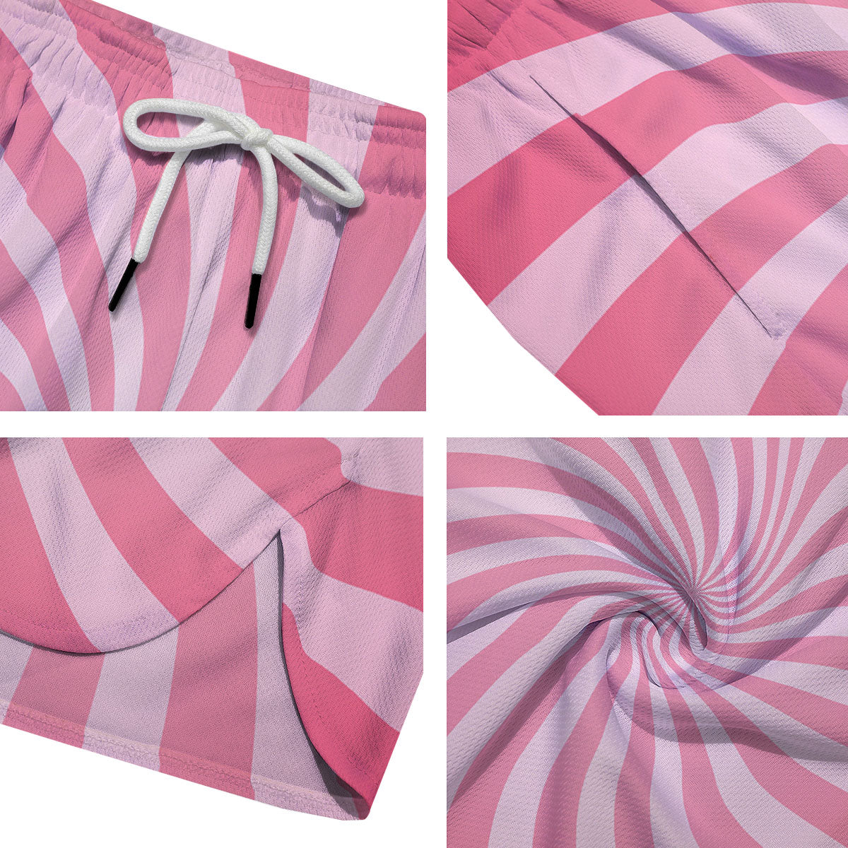 Whirlpool Spiral Pink Print Men's Running Shorts-grizzshop