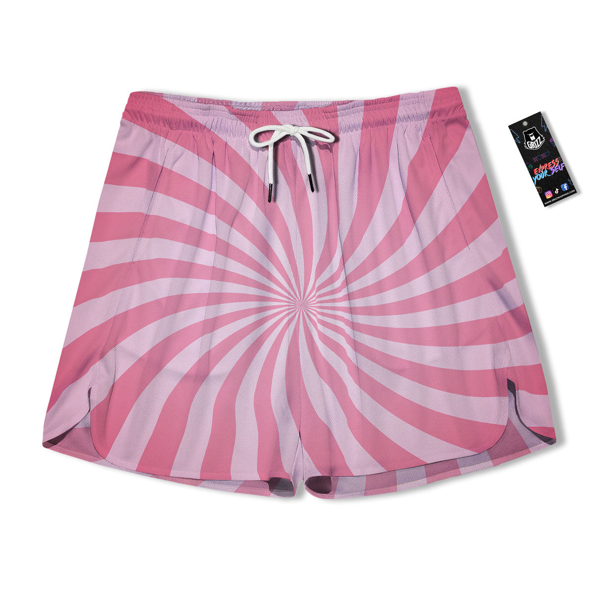 Whirlpool Spiral Pink Print Men's Running Shorts-grizzshop