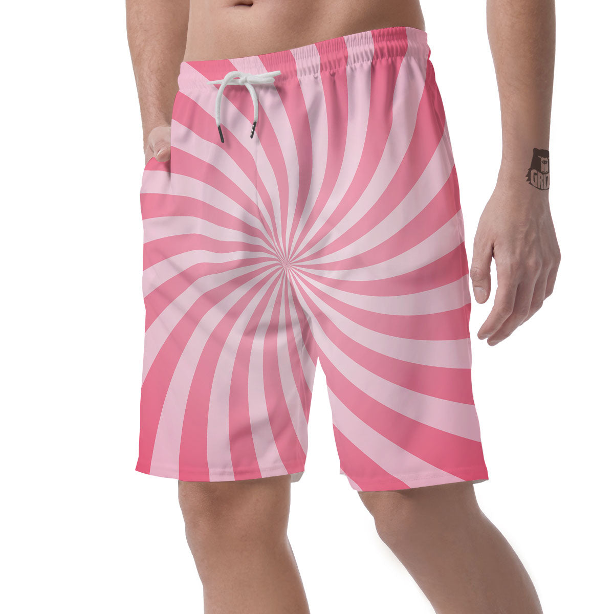 Whirlpool Spiral Pink Print Men's Shorts-grizzshop