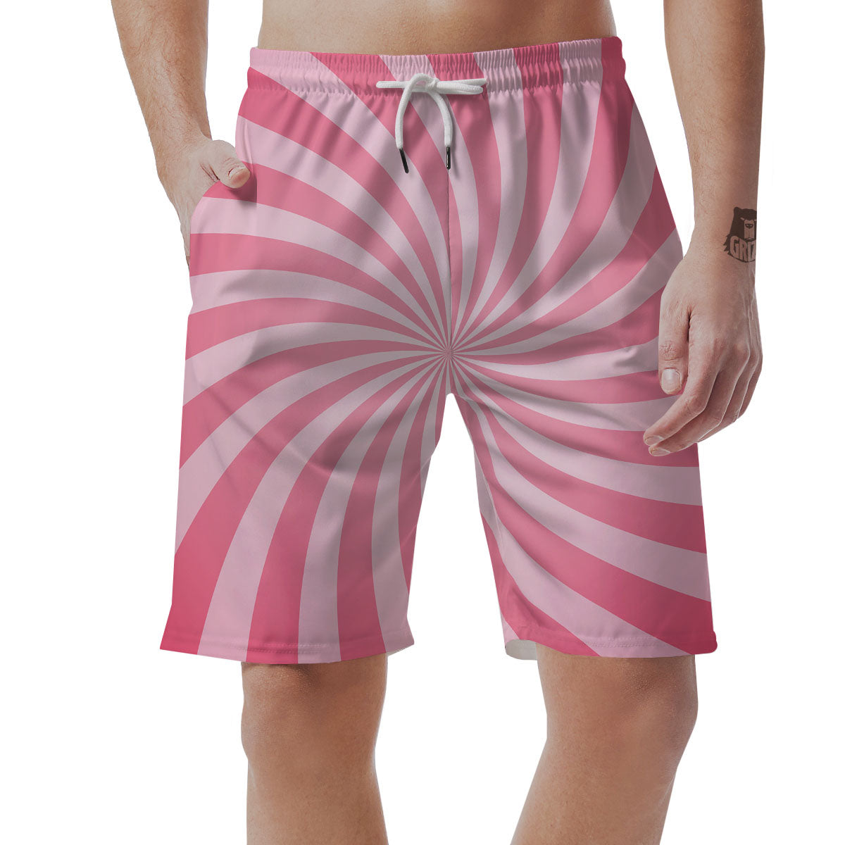 Whirlpool Spiral Pink Print Men's Shorts-grizzshop