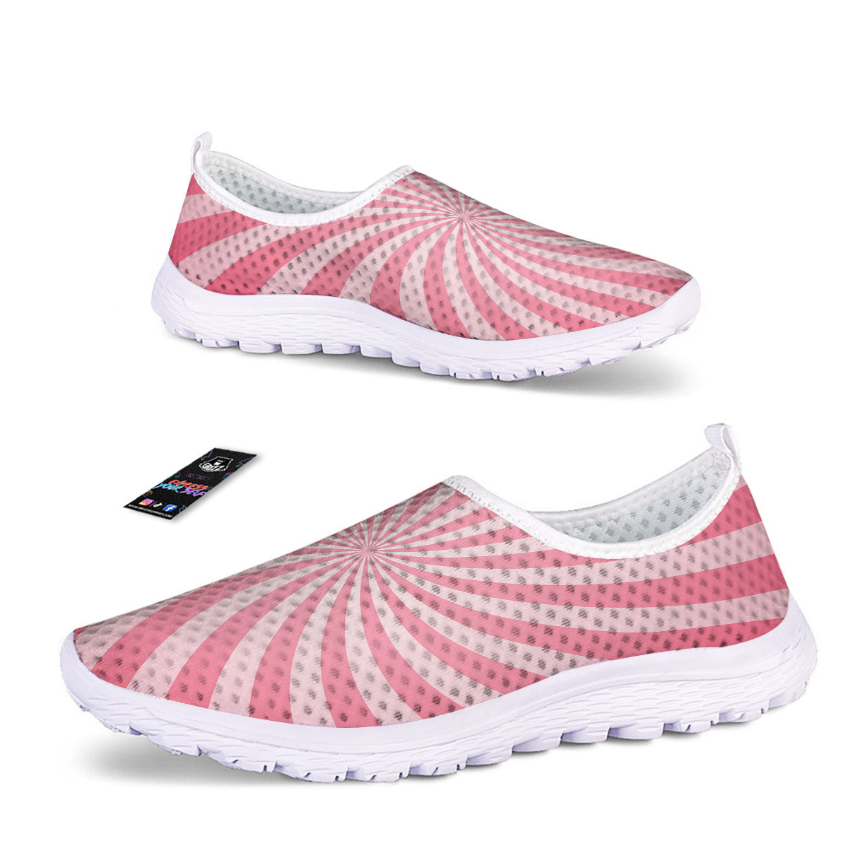 Whirlpool Spiral Pink Print Nurse Shoes-grizzshop