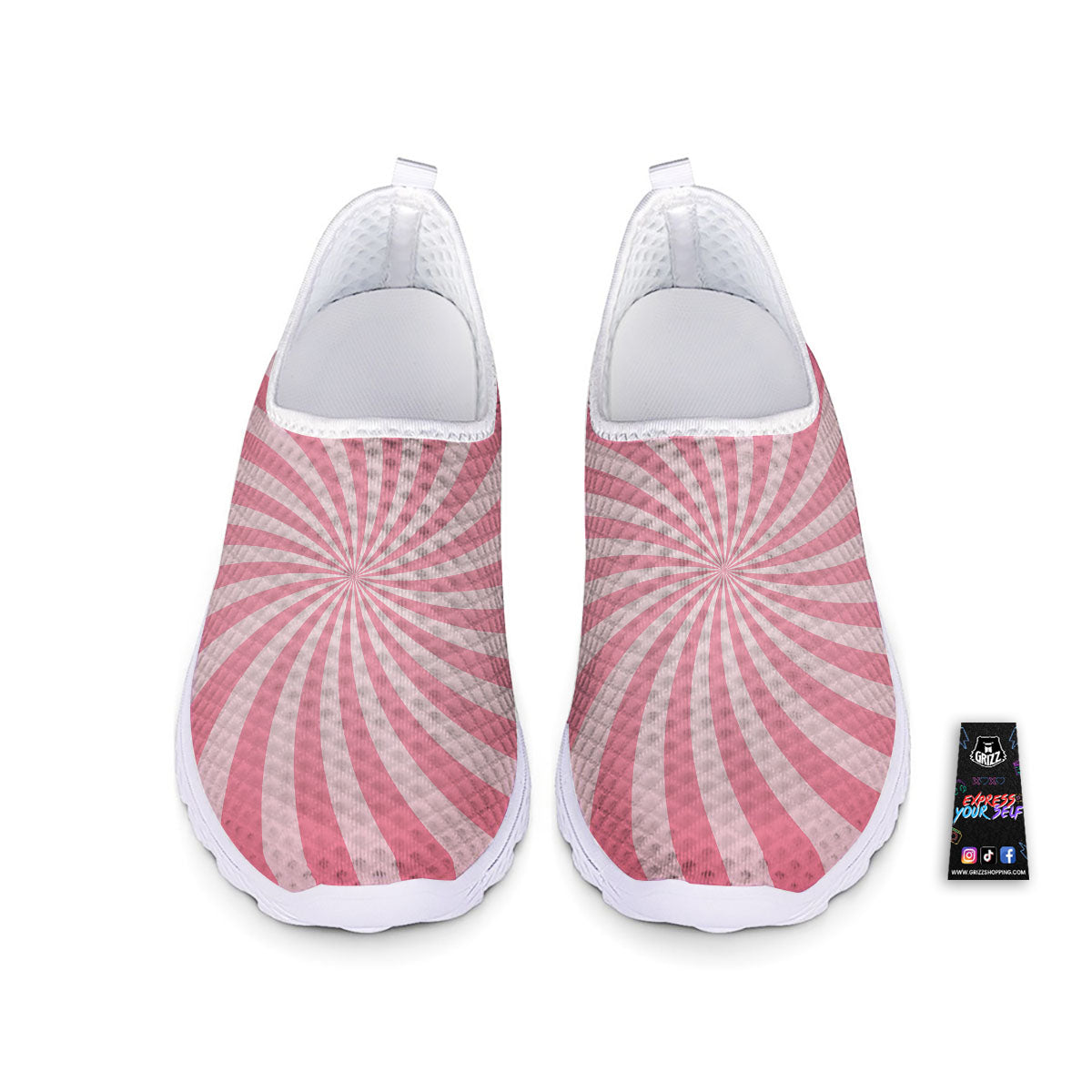 Whirlpool Spiral Pink Print Nurse Shoes-grizzshop