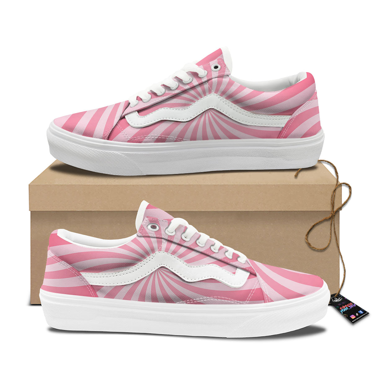 Whirlpool Spiral Pink Print Skate Shoes-grizzshop