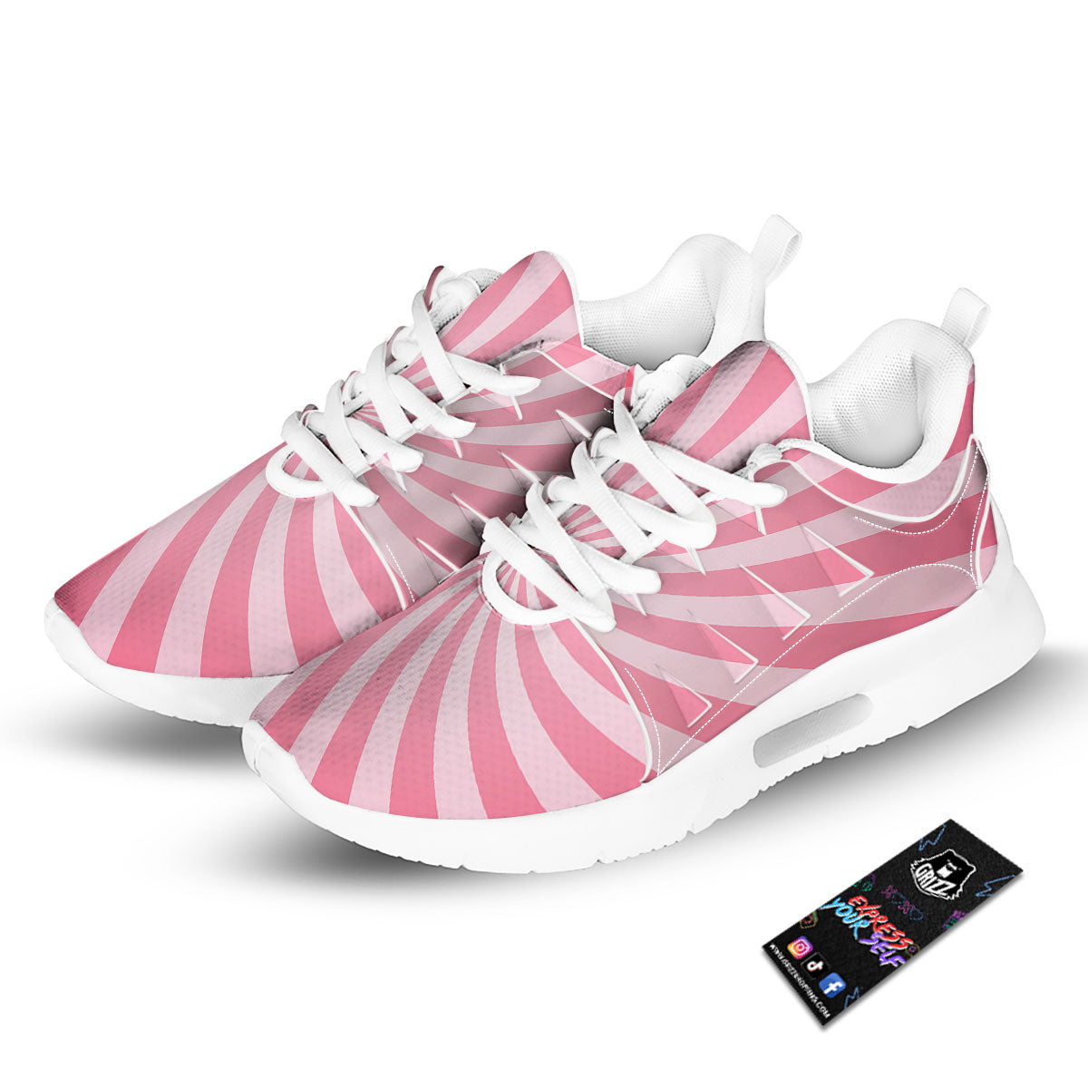 Whirlpool Spiral Pink Print Tennis Shoes-grizzshop