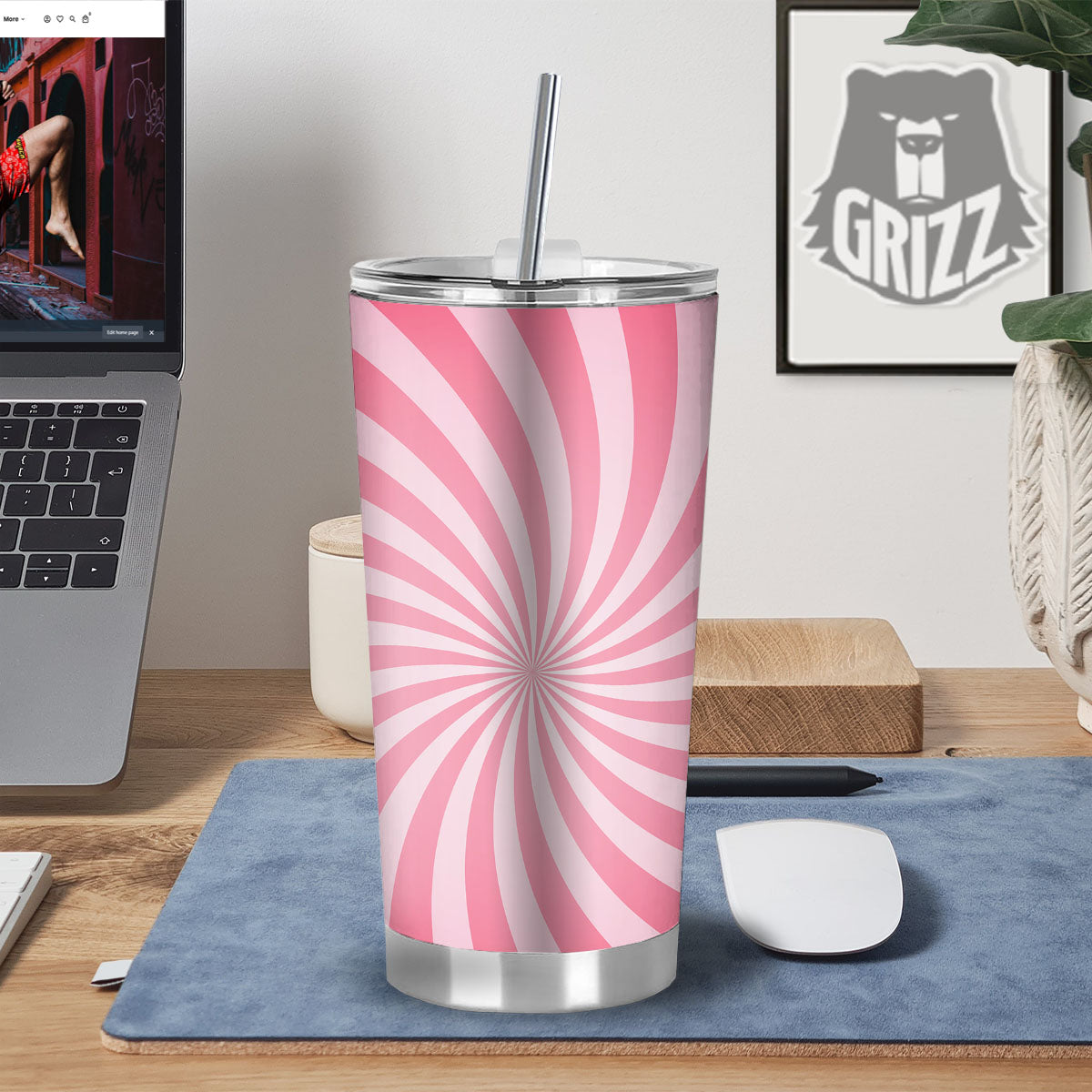 Whirlpool Spiral Pink Print Tumbler-grizzshop