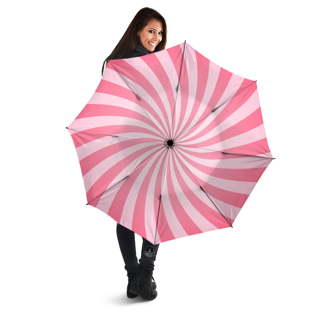 Whirlpool Spiral Pink Print Umbrella-grizzshop
