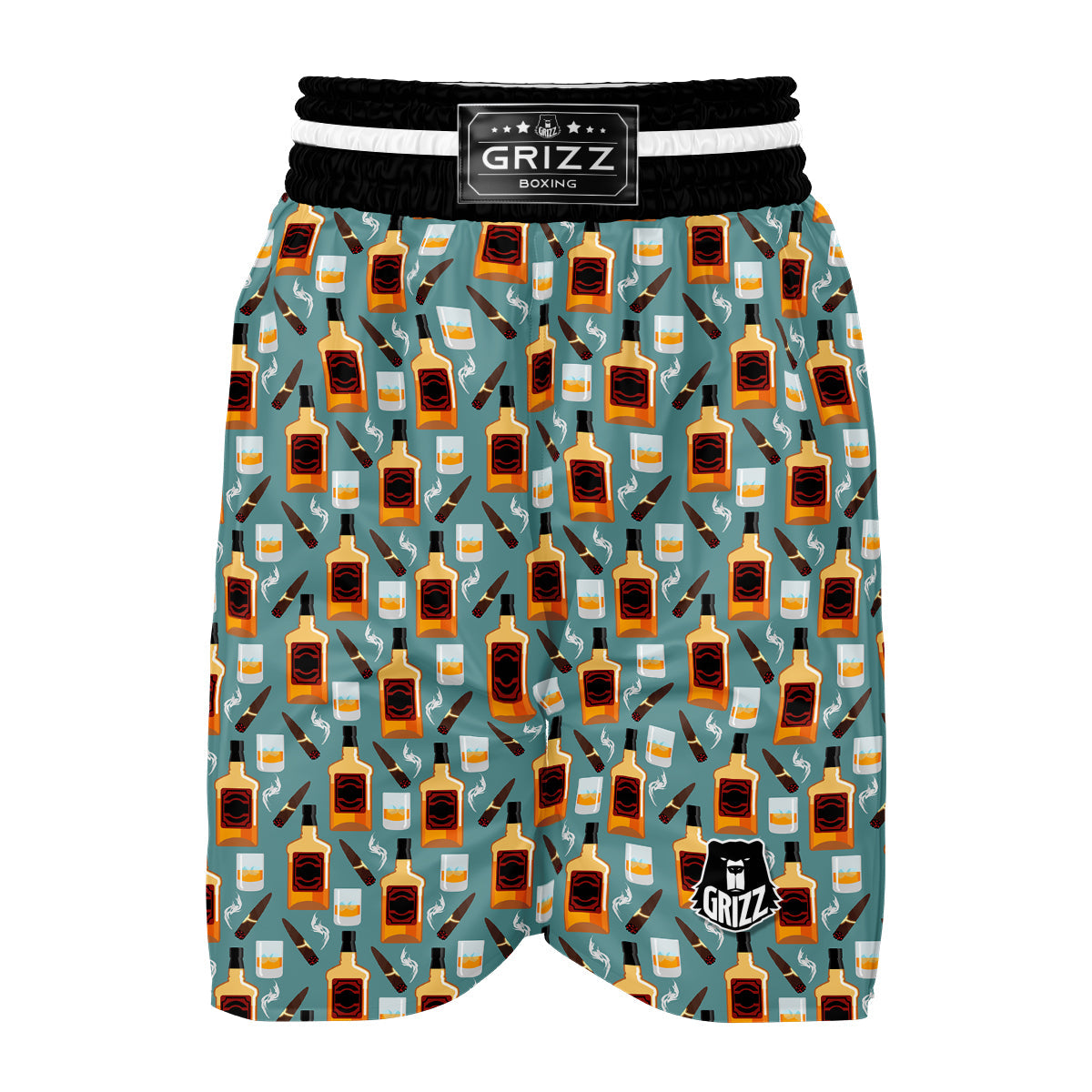 Whisky And Cigar Print Pattern Boxing Shorts-grizzshop