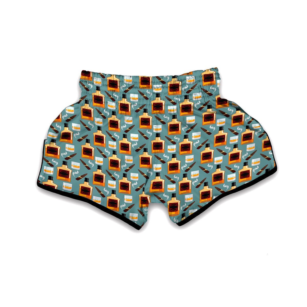 Whisky And Cigar Print Pattern Muay Thai Boxing Shorts-grizzshop