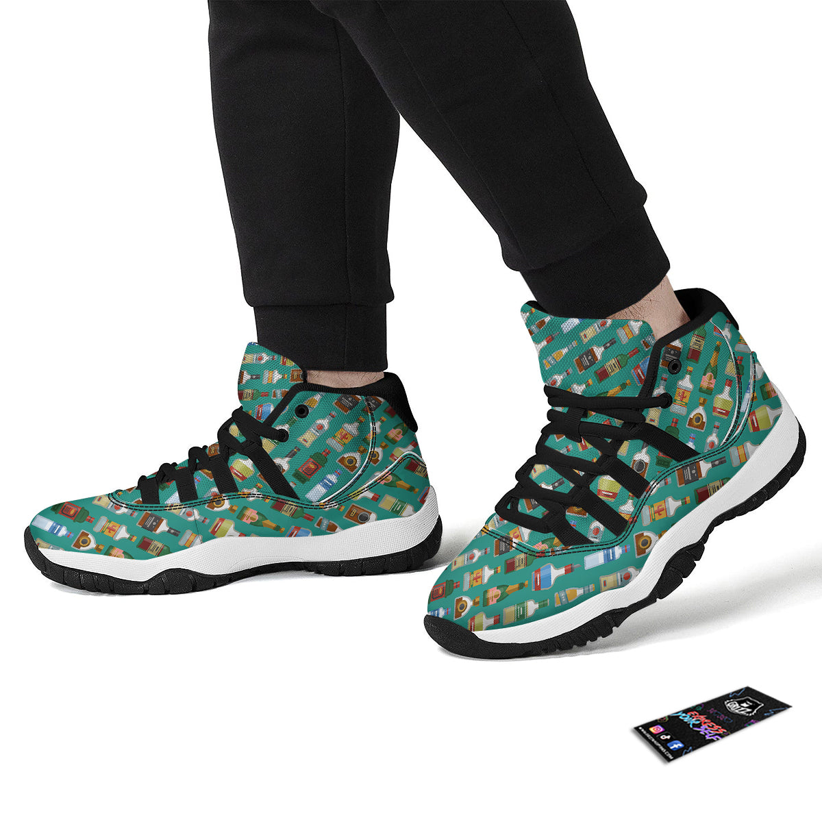 Whisky Colorful Print Pattern Black Bball Shoes-grizzshop