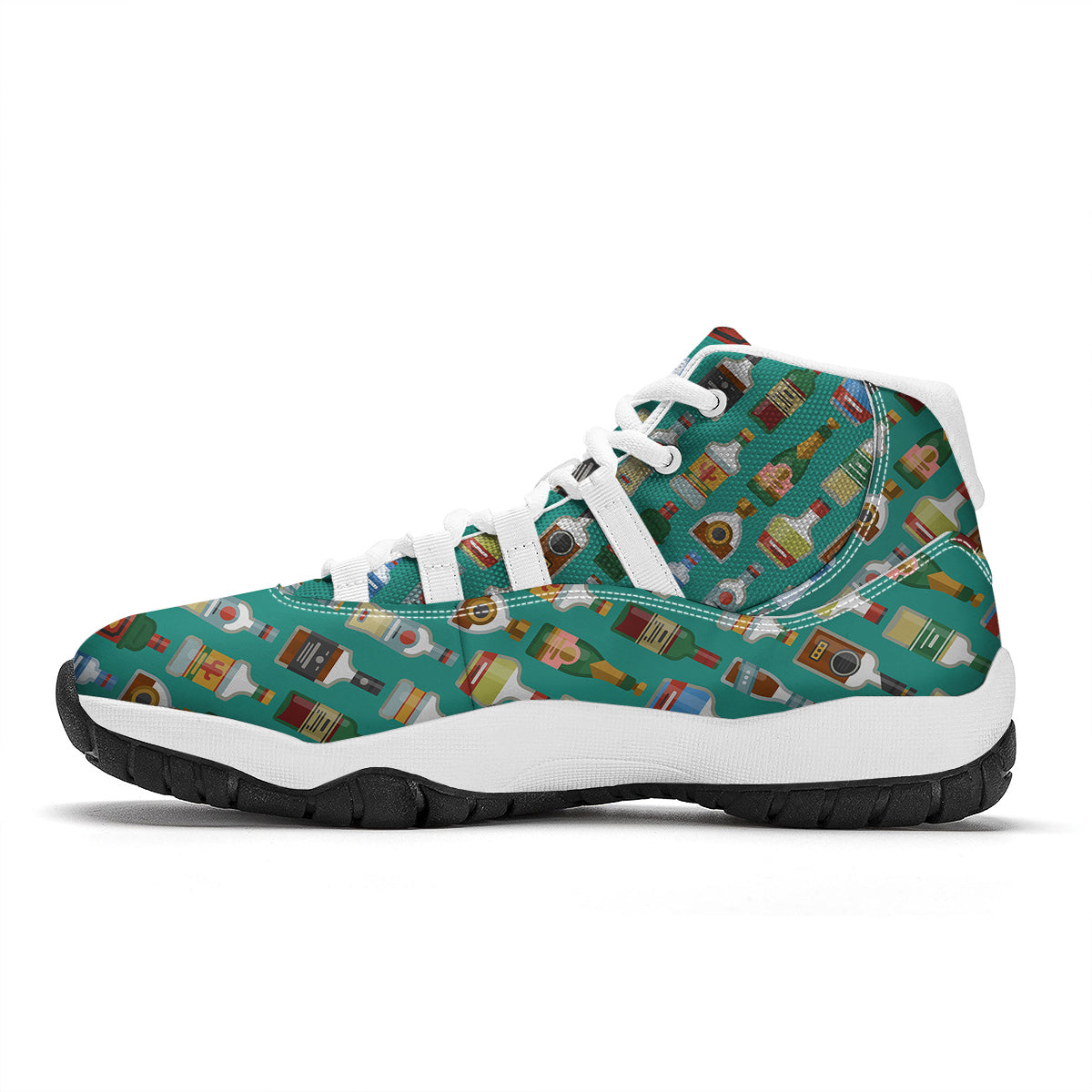 Whisky Colorful Print Pattern White Bball Shoes-grizzshop