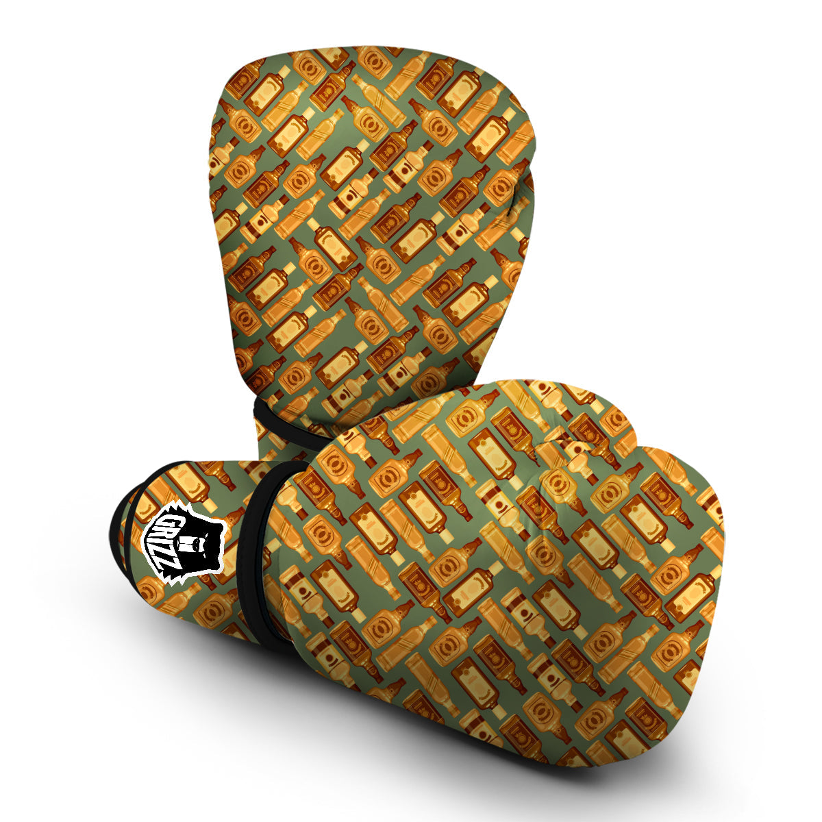 Whisky Vintage Print Pattern Boxing Gloves-grizzshop