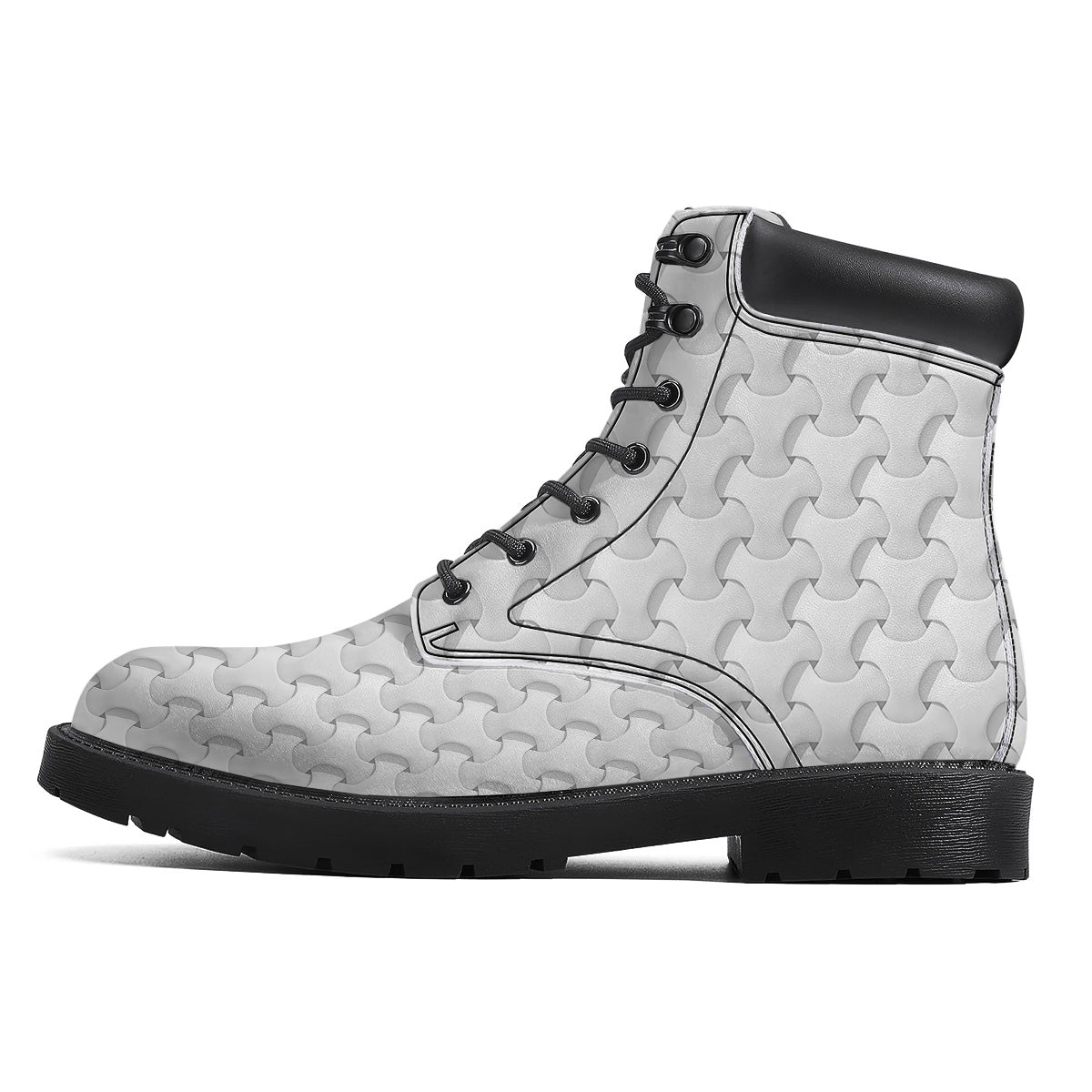 White Abstract 3D Geometric Print Pattern Boots-grizzshop
