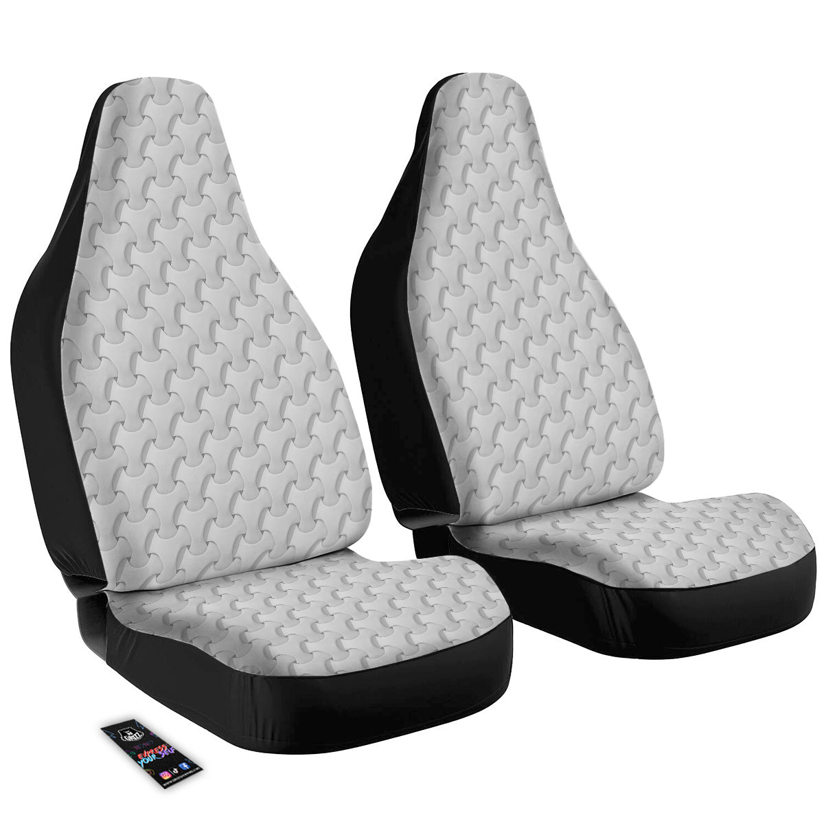 White Abstract 3D Geometric Print Pattern Car Seat Covers-grizzshop