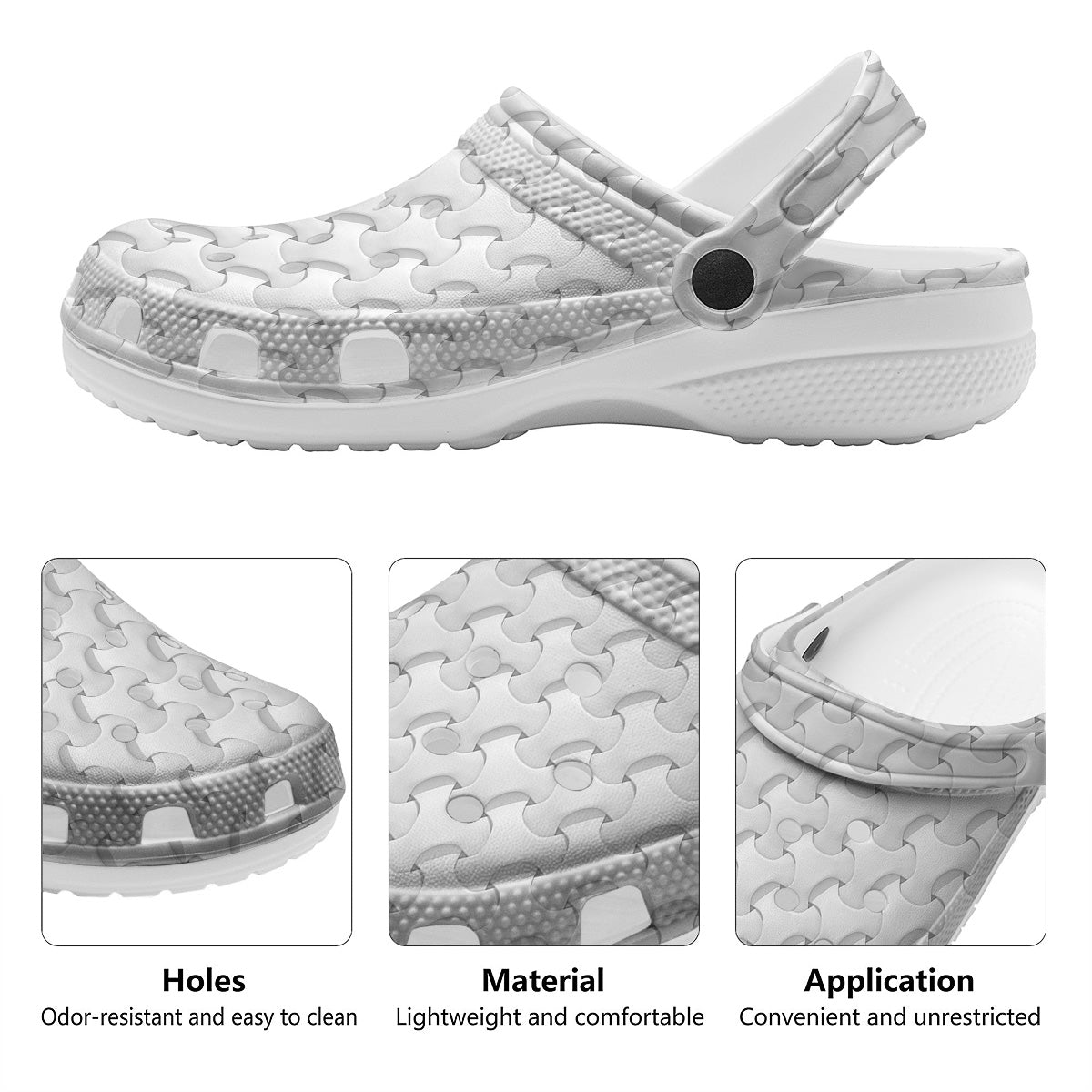 White Abstract 3D Geometric Print Pattern Clog-grizzshop