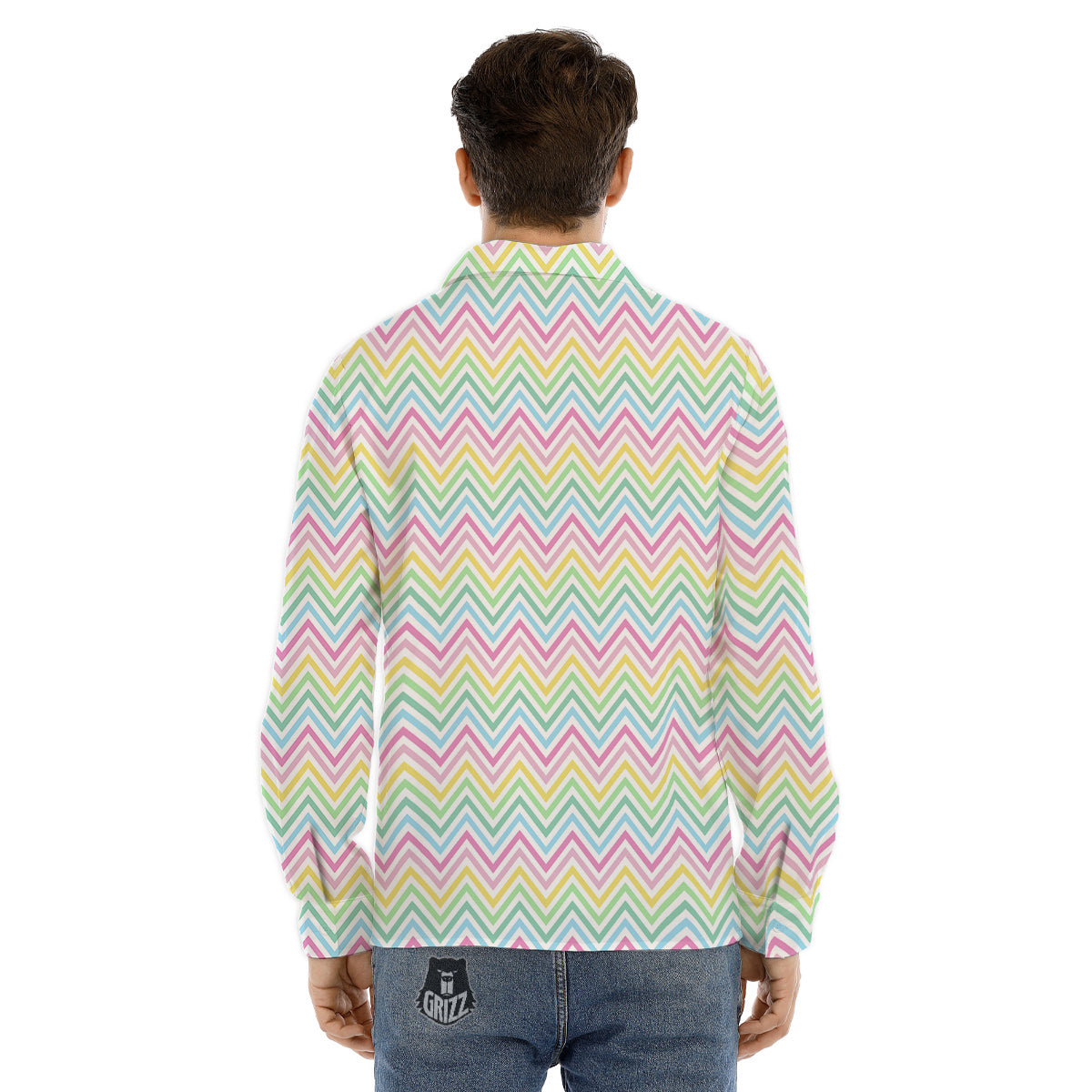 White Abstract 3D Geometric Print Pattern Men's Dress Shirts-grizzshop