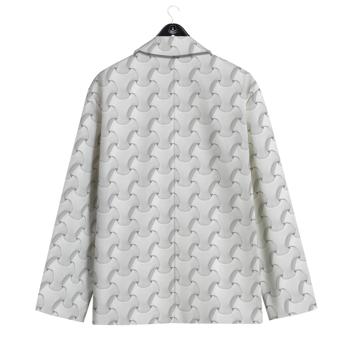 White Abstract 3D Geometric Print Pattern Men's Sport Coat-grizzshop