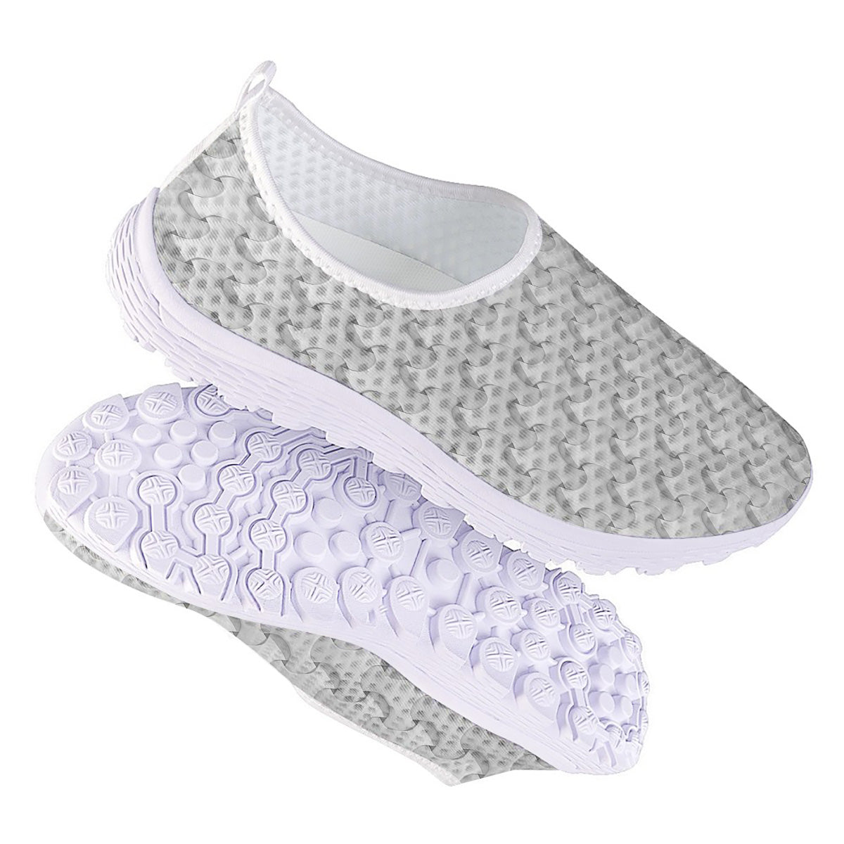 White Abstract 3D Geometric Print Pattern Nurse Shoes-grizzshop