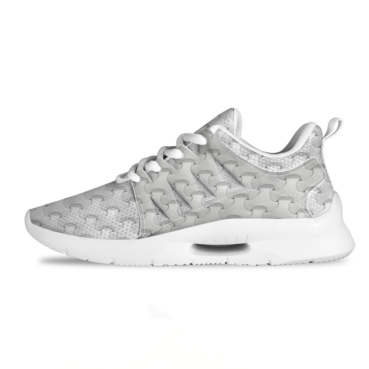 White Abstract 3D Geometric Print Pattern Tennis Shoes-grizzshop