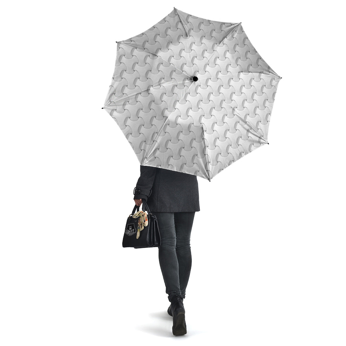 White Abstract 3D Geometric Print Pattern Umbrella-grizzshop