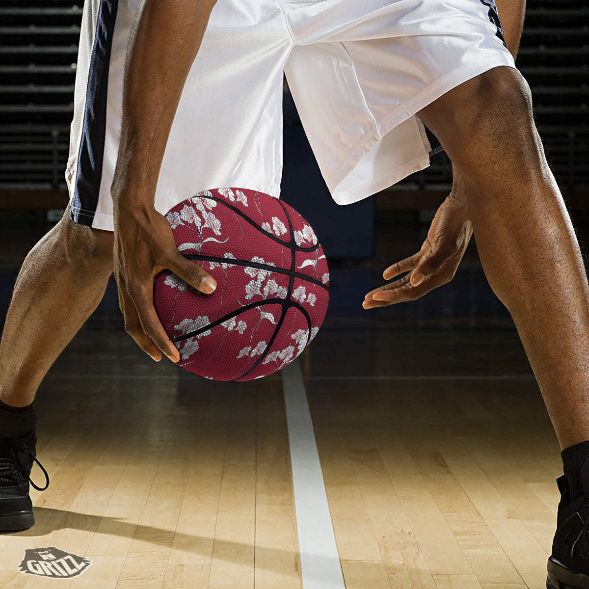 White Alstroemeria Red Print Pattern Basketball-grizzshop