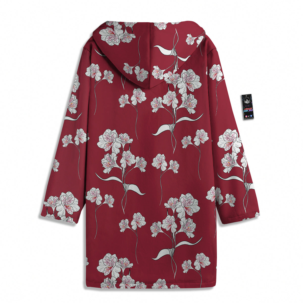 White Alstroemeria Red Print Pattern Men's Windbreaker Jacket-grizzshop