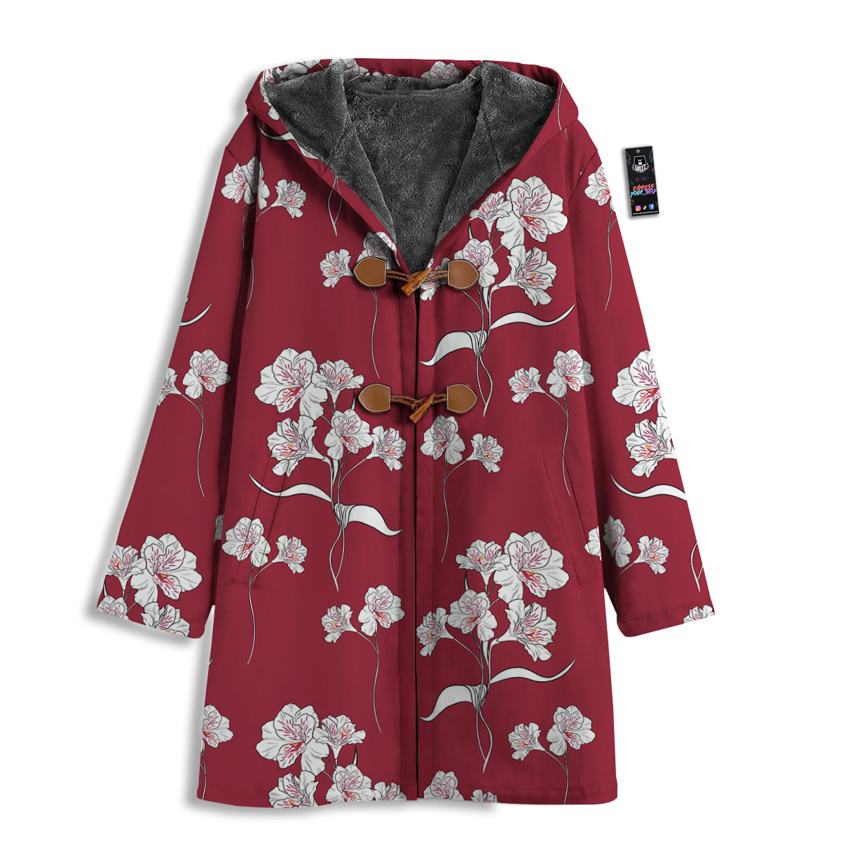 White Alstroemeria Red Print Pattern Men's Windbreaker Jacket-grizzshop