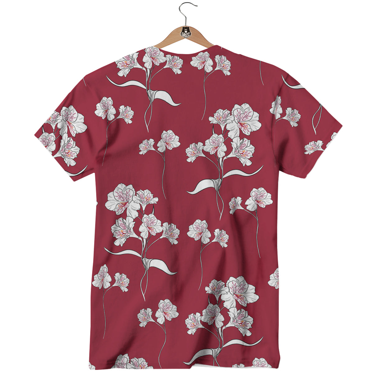 White Alstroemeria Red Print Pattern T-Shirt-grizzshop