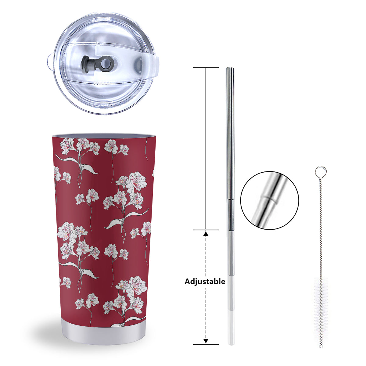 White Alstroemeria Red Print Pattern Tumbler-grizzshop