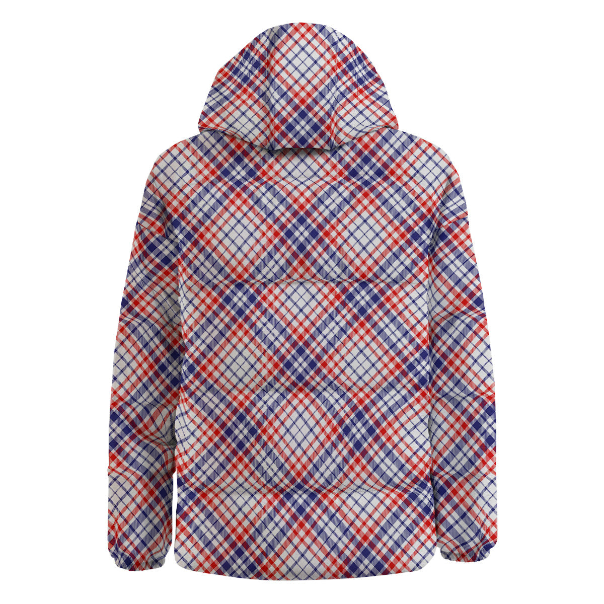 White American Plaid And Blue Red Print Down Jacket-grizzshop