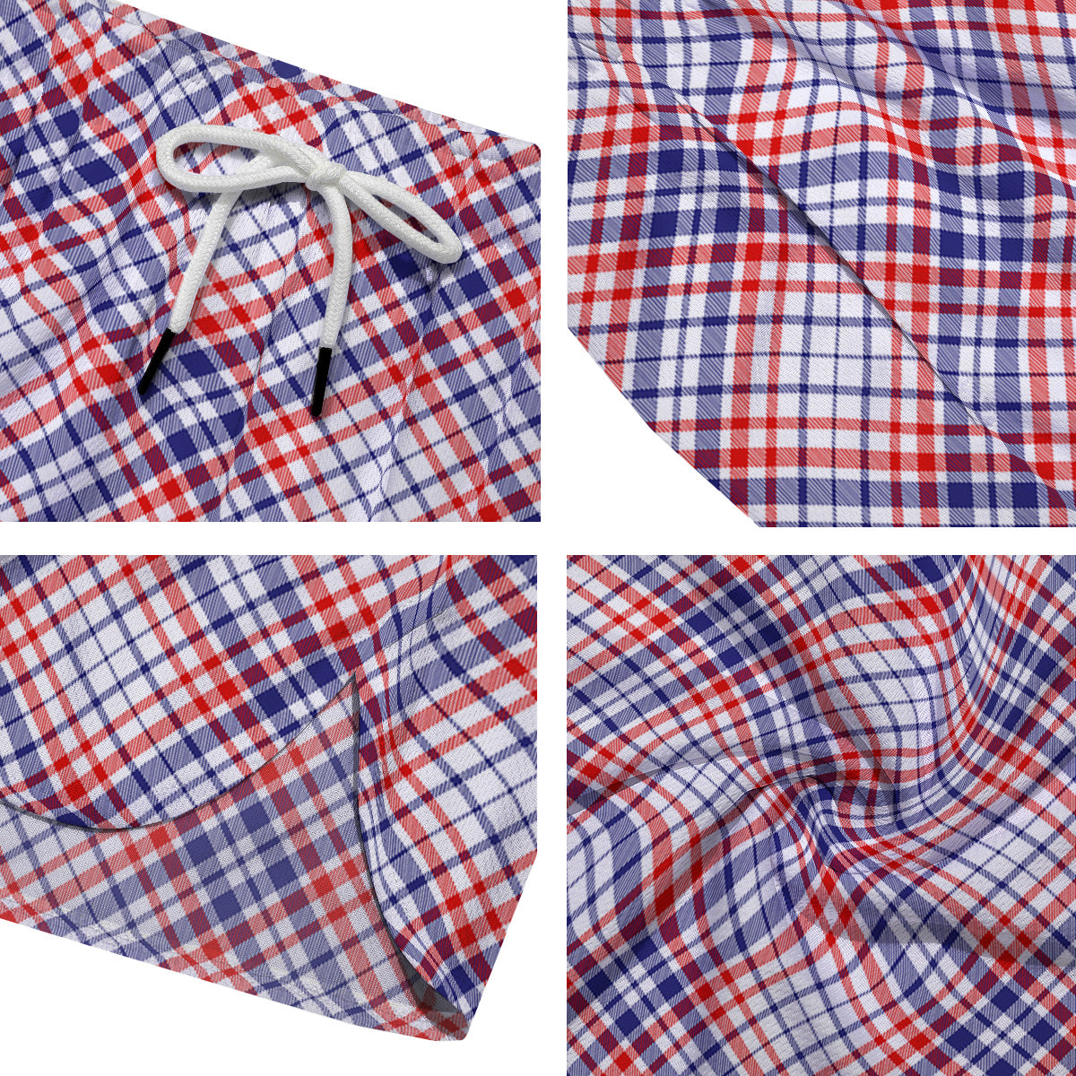 White American Plaid And Blue Red Print Men's Running Shorts-grizzshop