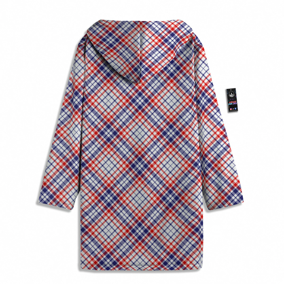 White American Plaid And Blue Red Print Men's Windbreaker Jacket