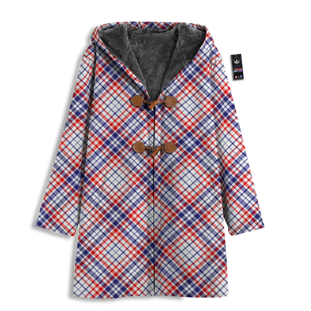 White American Plaid And Blue Red Print Men's Windbreaker Jacket