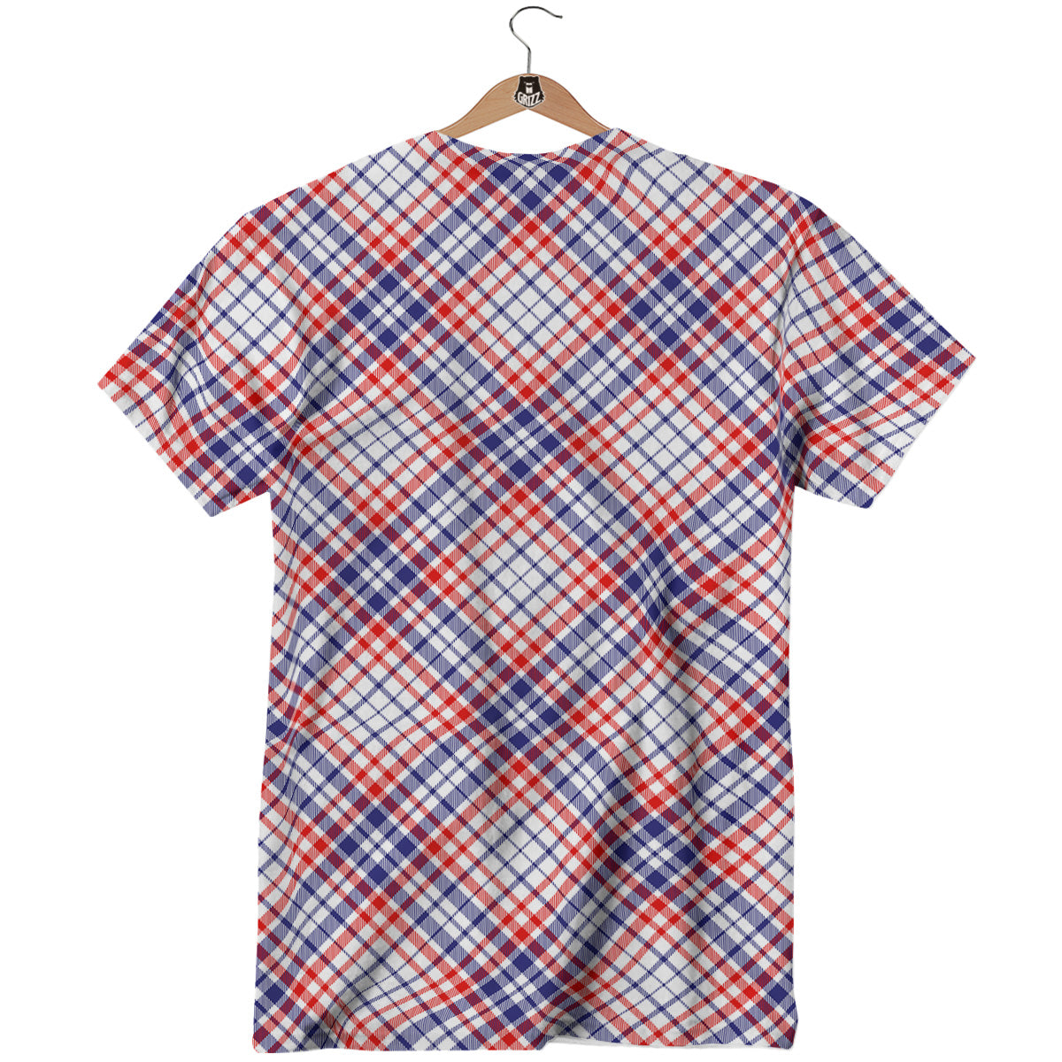 White American Plaid And Blue Red Print T-Shirt-grizzshop