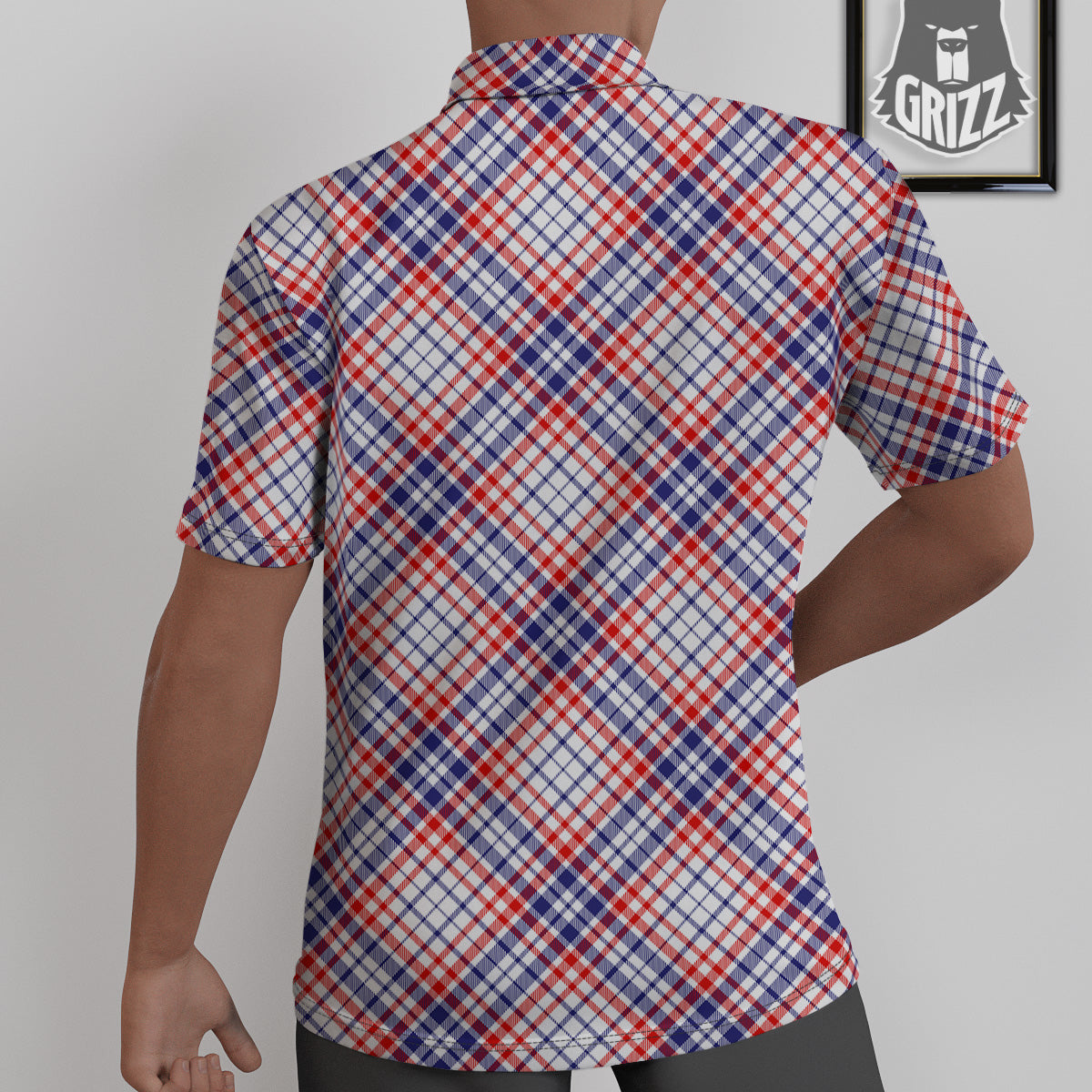 White American Plaid And Blue Red Print Untucked Shirts-grizzshop