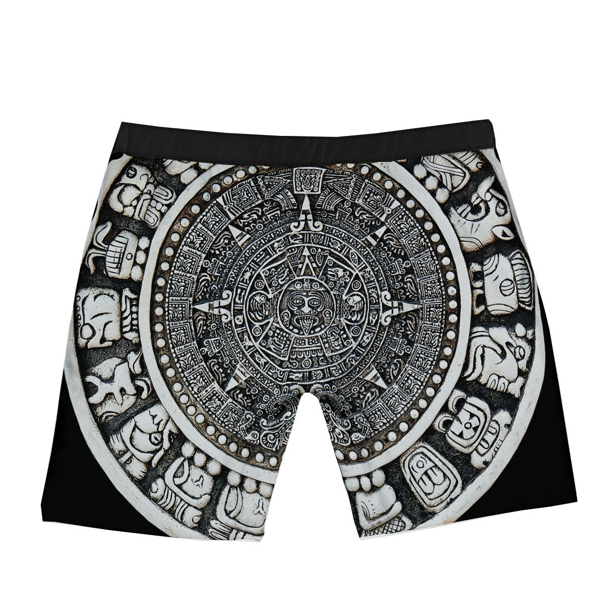 White And Black Maya Calendar Print Boxer Briefs-grizzshop
