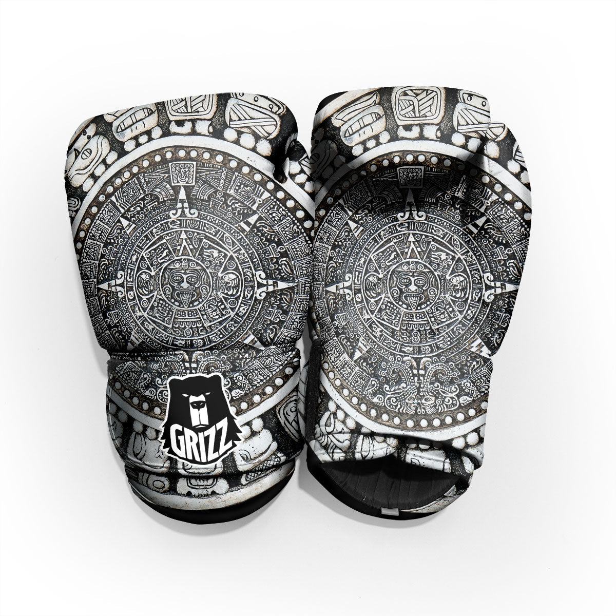 White And Black Maya Calendar Print Pro Boxing Glove