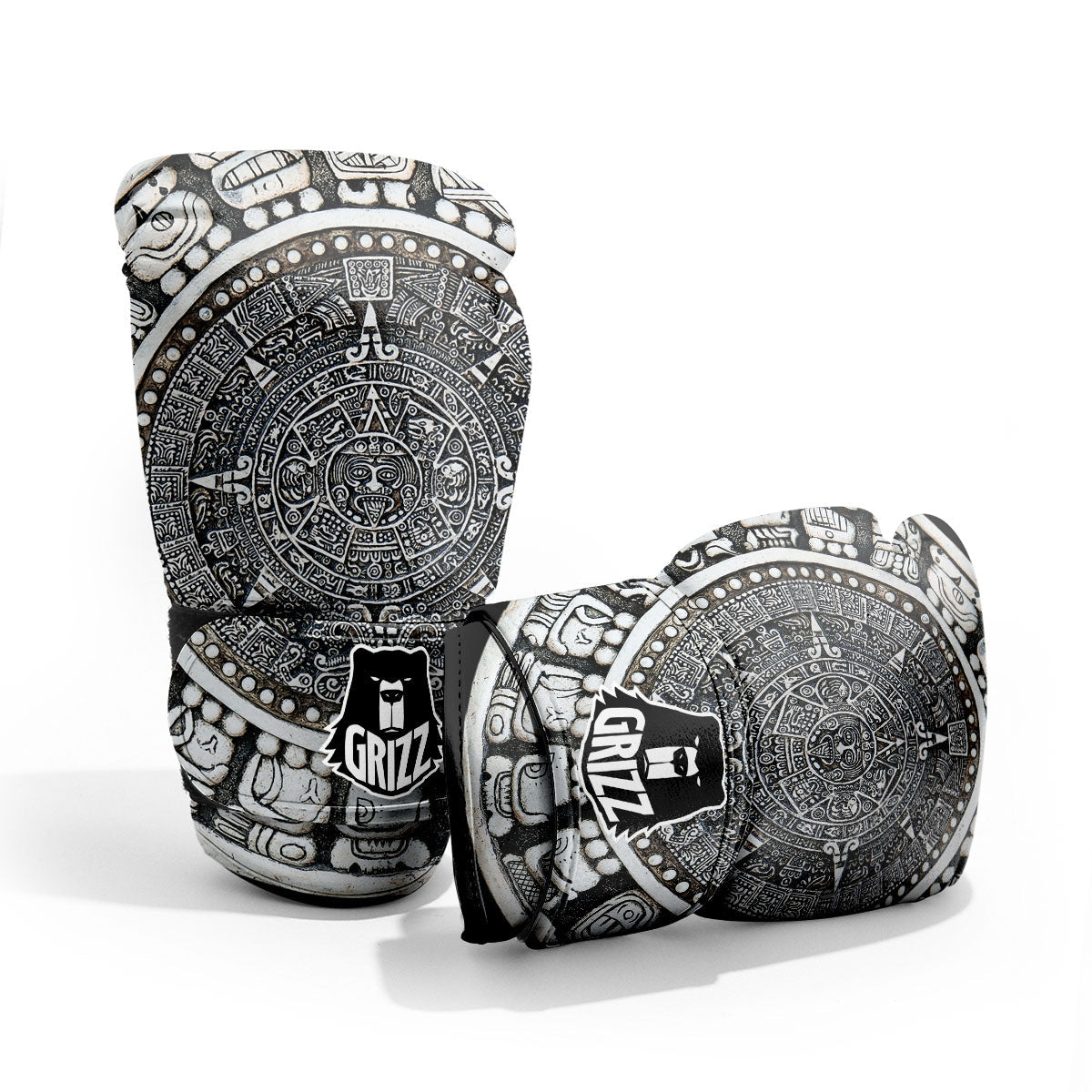 White And Black Maya Calendar Print Pro Boxing Glove