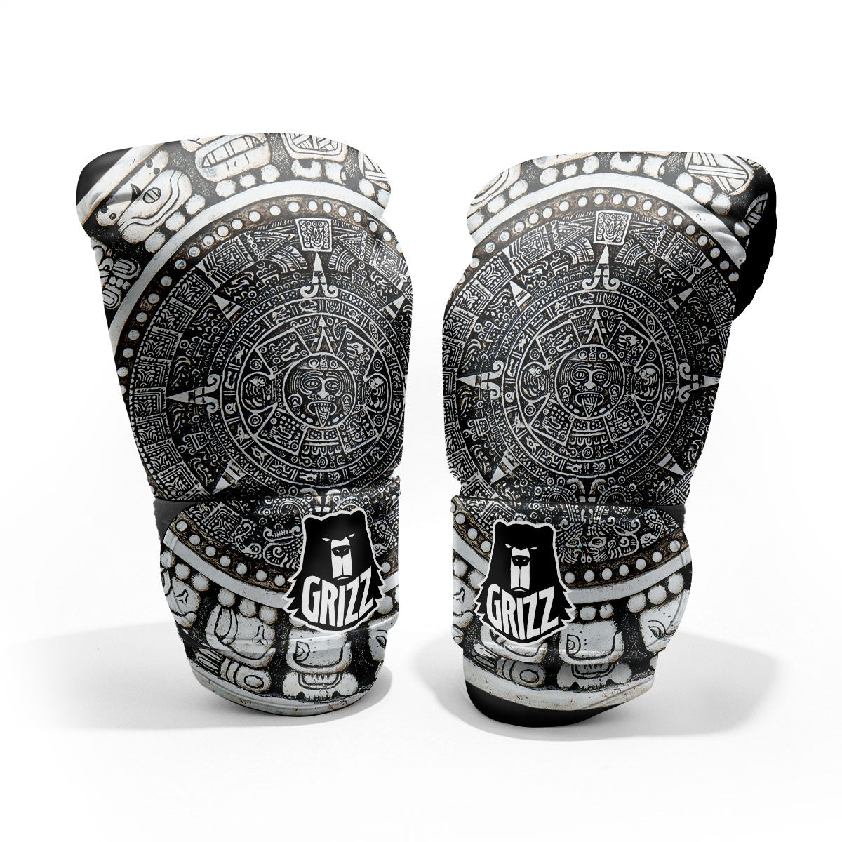 White And Black Maya Calendar Print Pro Boxing Glove
